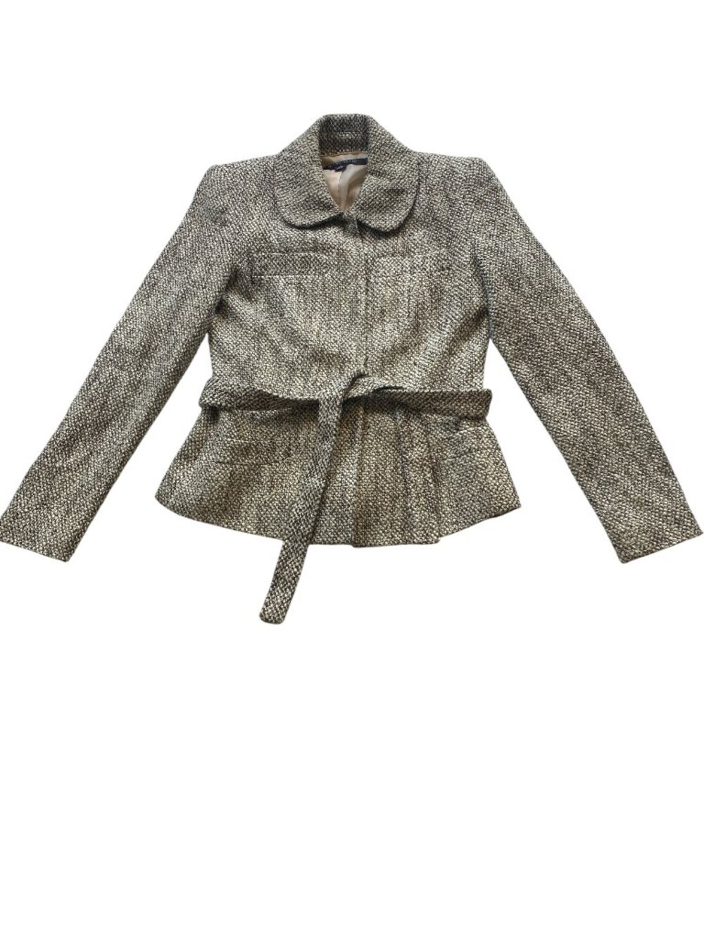 Ann Klein Tweed Boucle Blazer Jacket Coat Belted Sz 0 Classic Basic #197P - Picture 4 of 10